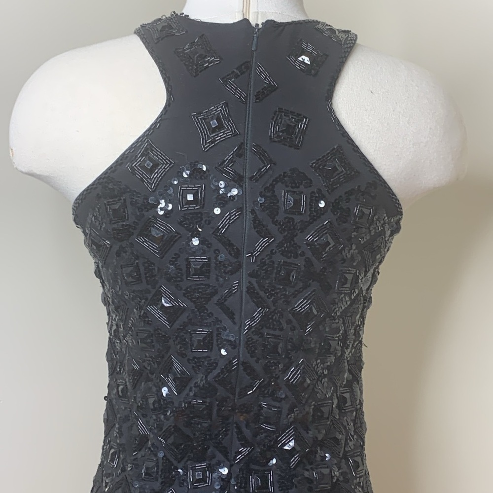 Adrienne Vittadini | Vintage Black Beaded Sequin Sheath Cocktail Party Dress S - Picture 9 of 17